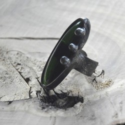 Zieleń - regulowany pierścionek witrażowy