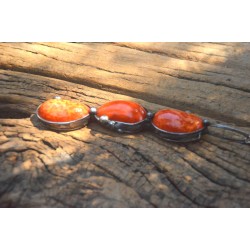 Pomarańczowo ceglasty witrażowy wisior na łańcuszku