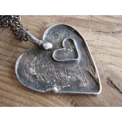 Serca dwa - witrażowy  wisior z miłosnym motywem