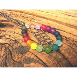 W kratkę - kolorowy  witrażowy wisior