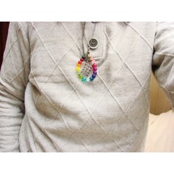 W kratkę - kolorowy  witrażowy wisior