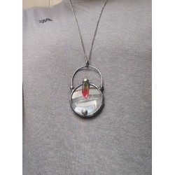 Solarny kwarc - autorski witrażowy wisior lupa do czytania