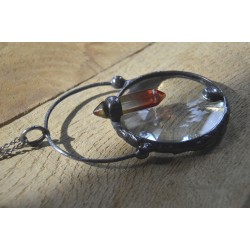 Solarny kwarc - autorski witrażowy wisior lupa do czytania