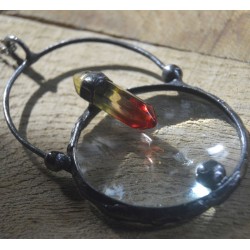 Solarny kwarc - autorski witrażowy wisior lupa do czytania