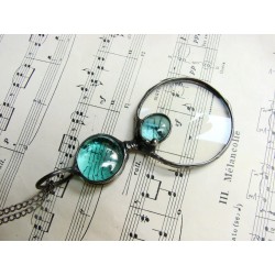 Turkusowa - wisior witrażowy lupa do czytania i nie tylko