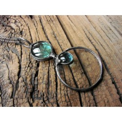 Turkusowa - wisior witrażowy lupa do czytania i nie tylko