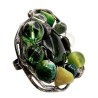 Zielony z awenturynem i jaspisem - regulowany witrażowy pierścionek