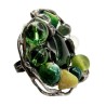 Zielony z awenturynem i jaspisem - regulowany witrażowy pierścionek
