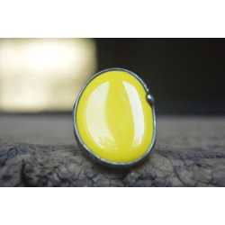 Żółty - Bahama Yellow regulowany witrażowy  pieścionek