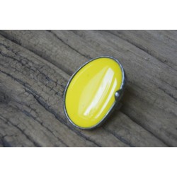 Żółty - Bahama Yellow regulowany witrażowy  pieścionek