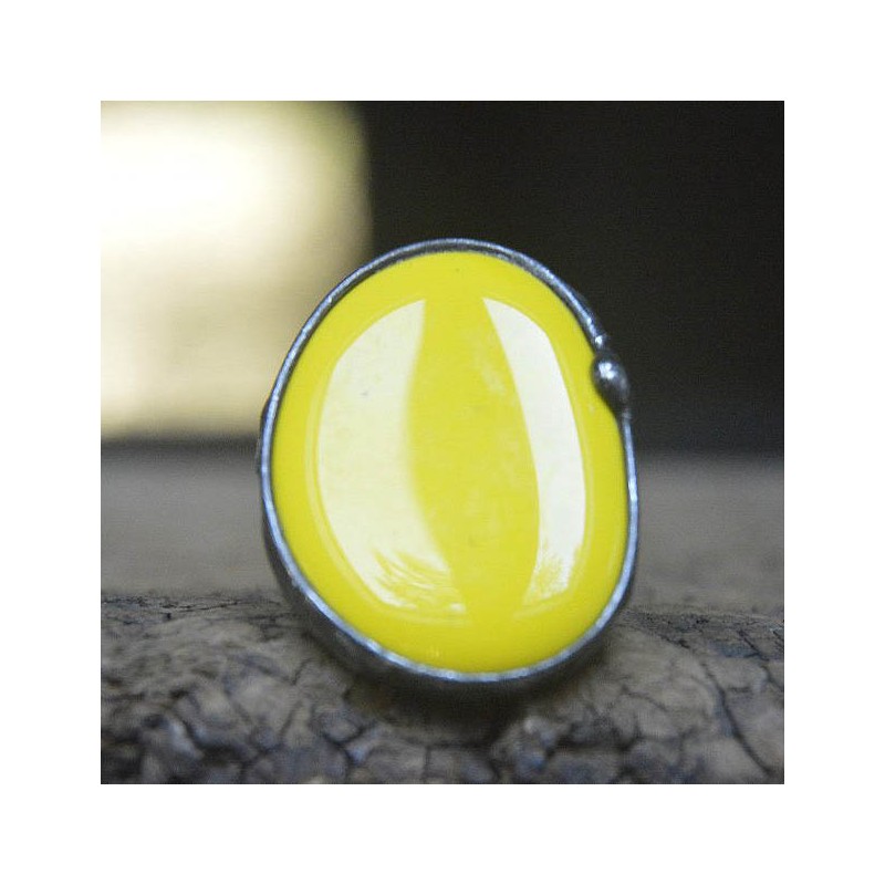 Żółty - Bahama Yellow regulowany witrażowy  pieścionek