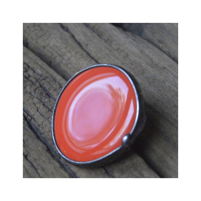 Ceramiczny pomarańczowy  - regulowany pierścionek witrażowy