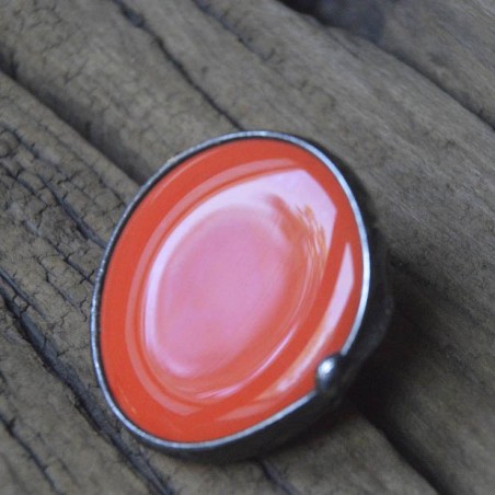 Ceramiczny pomarańczowy  - regulowany pierścionek witrażowy