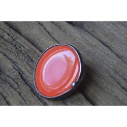 Ceramiczny pomarańczowy  - regulowany pierścionek witrażowy
