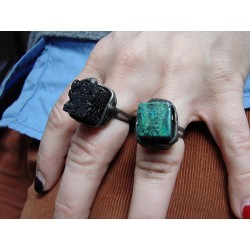 Turkus afrykański - witrażowy regulowany pierścionek