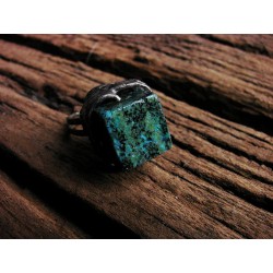 Turkus afrykański - witrażowy regulowany pierścionek