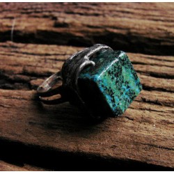 Turkus afrykański - witrażowy regulowany pierścionek