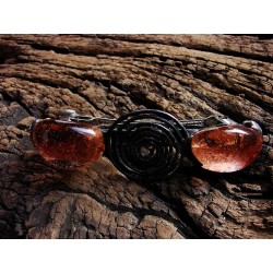 Łososiowa - witrażowa klamra do włosów z różowego szkła