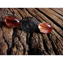 Łososiowa - witrażowa klamra do włosów z różowego szkła