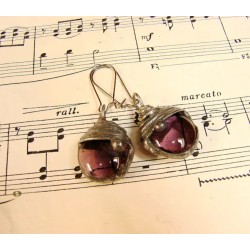 Filetowe owijane krople - witrażowe kolczyki