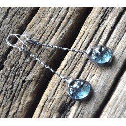 Błękit  - długie witrażowe kolczyki