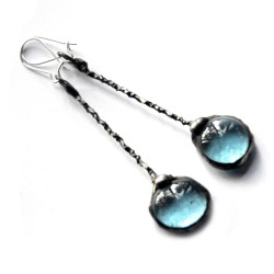 Błękit  - długie witrażowe kolczyki