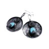 Turkusowe tarcze - okrągłe kolczyki witrażowe
