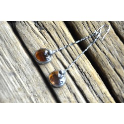 Ciemny miód  - długie witrażowe kolczyki