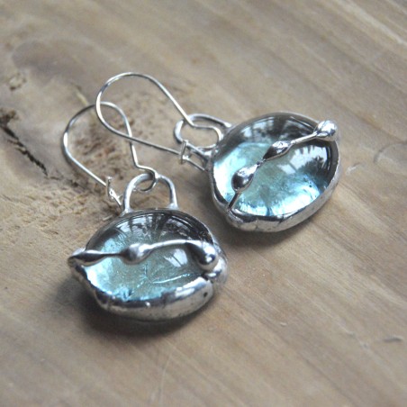 Błękitne krople - witrażowe kolczyki