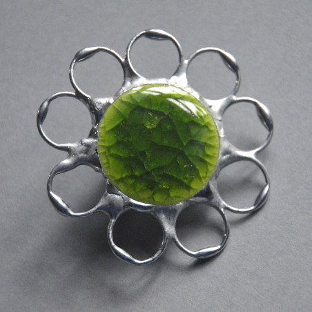 Limonkowa - witrażowa broszka kwiatek