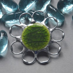 Limonkowa - witrażowa broszka kwiatek