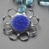 Niebieska - witrażowa broszka kwiatek