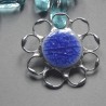 Niebieska - witrażowa broszka kwiatek