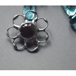 Fioletowy kwiatek  - witrażowa broszka