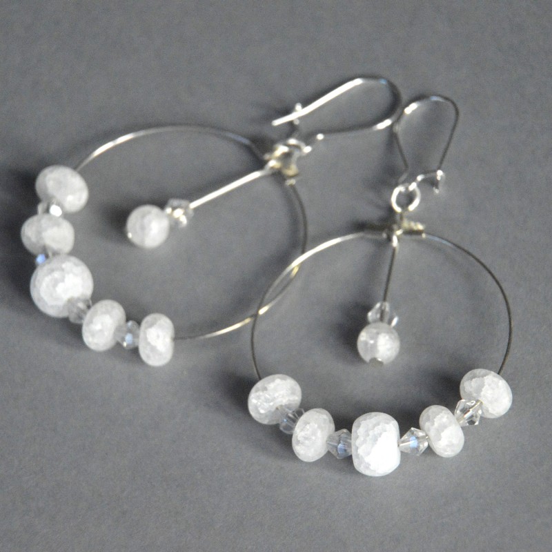 Lodowy kryształ - kolczyki koła z górskiego kryształu