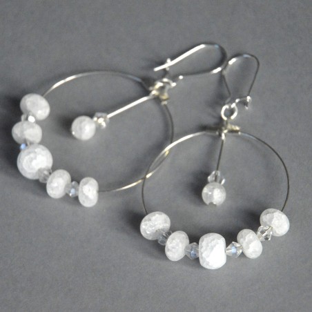 Lodowy kryształ - kolczyki koła z górskiego kryształu