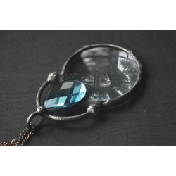 Turkusowa - wisior lupa na łańcuszku