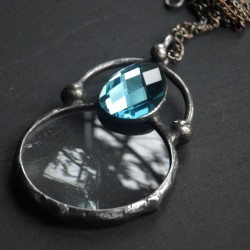 Turkusowa - wisior lupa na łańcuszku