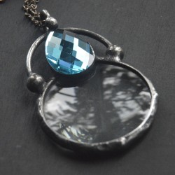 Turkusowa - wisior lupa na łańcuszku