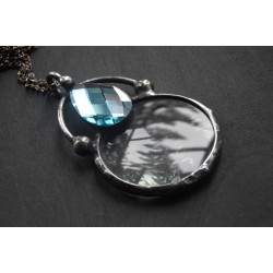 Turkusowa - wisior lupa na łańcuszku