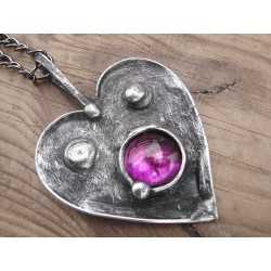 Serce z ametystowym akcentem - wisior