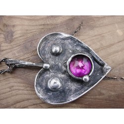 Serce z ametystowym akcentem - wisior