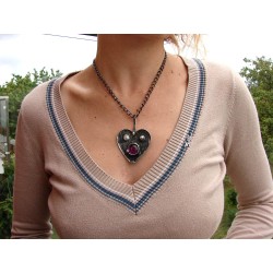 Serce z ametystowym akcentem - wisior