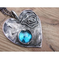 Błękit oceanu  - wisior serce