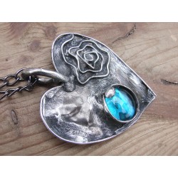 Błękit oceanu  - wisior serce