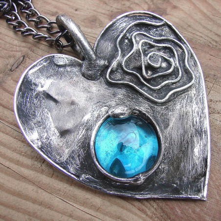 Błękit oceanu  - wisior serce