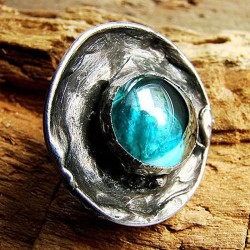 Turkusowy z rondem - regulowany pierścionek