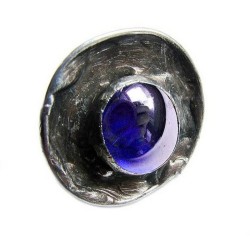 Granatowy z rondem - regulowany pierścionek