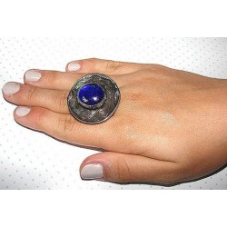 Granatowy z rondem - regulowany pierścionek