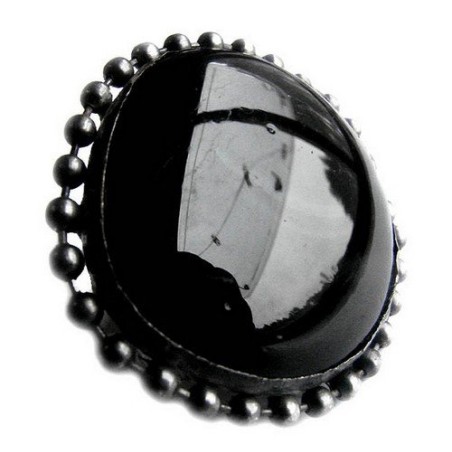 Czerń w koronie - regulowany pierścionek